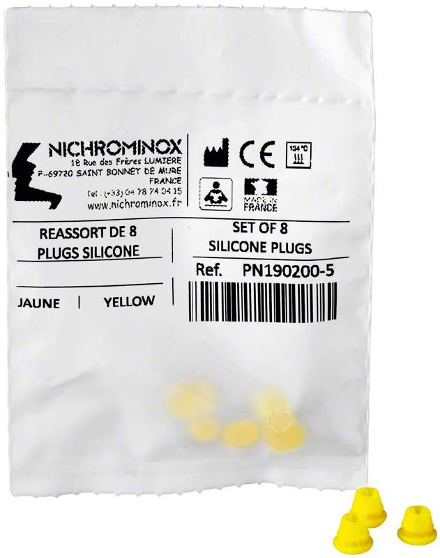 Silikon-Einsätze für Bohrerständer in gelber Farbe, verpackt.