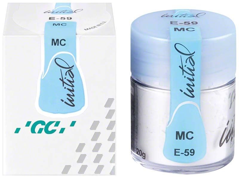 GC Initial MC Keramikmasse E-59, Verpackung und Produktansicht.