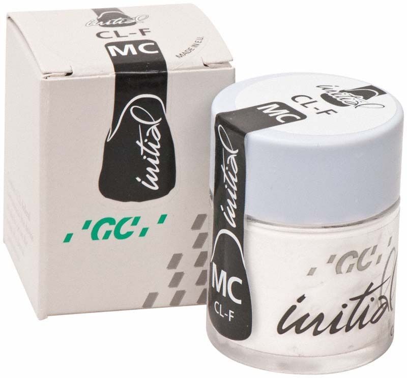 GC Initial MC Clear Fluorescence 20g Verpackung und Behälteransicht.