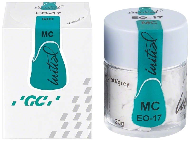 GC Initial MC Enamel Occlusal EO-17, 20g Glas und Verpackung.