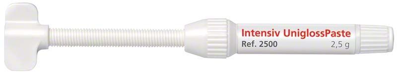 Intensiv Unigloss Paste in weißer Spritze mit roter Beschriftung