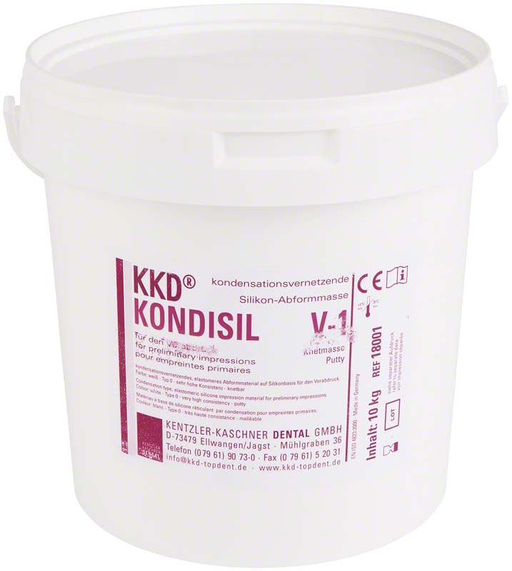 KKD® KONDISIL V-1 Silikon-Abformmasse in weißem 10 kg Eimer.