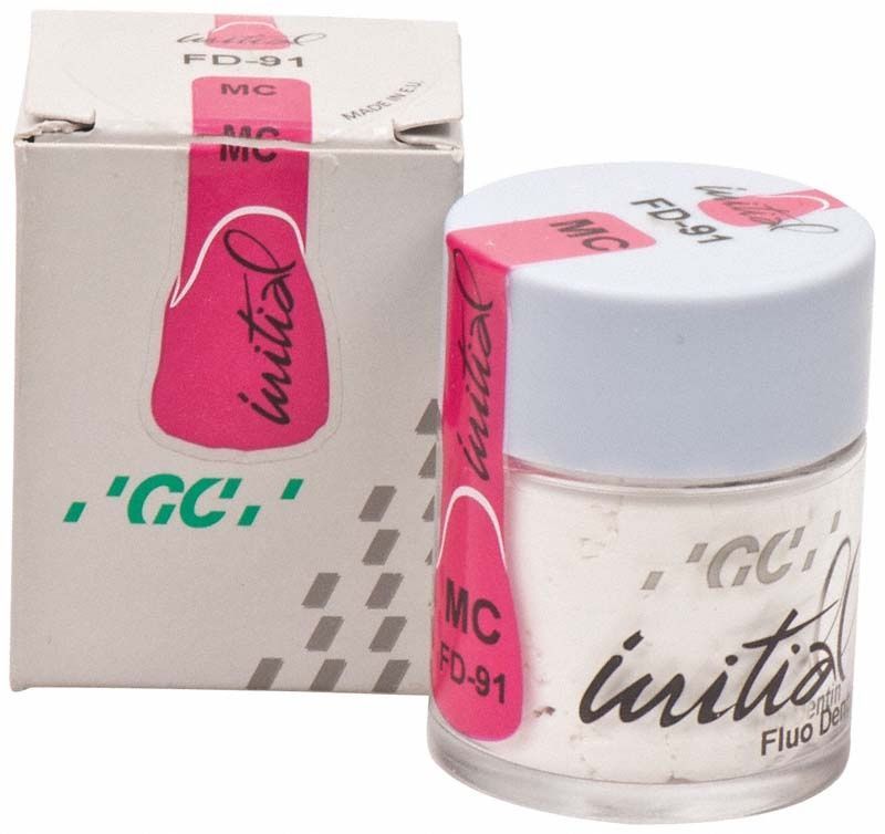 GC Initial MC Fluo-Dentin FD-91 in Glasdose mit Verpackung.