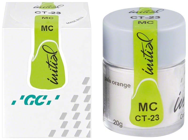 GC Initial MC Cervical Translucent CT-23 Keramikmasse, 20g Glasbehälter und Verpackung.
