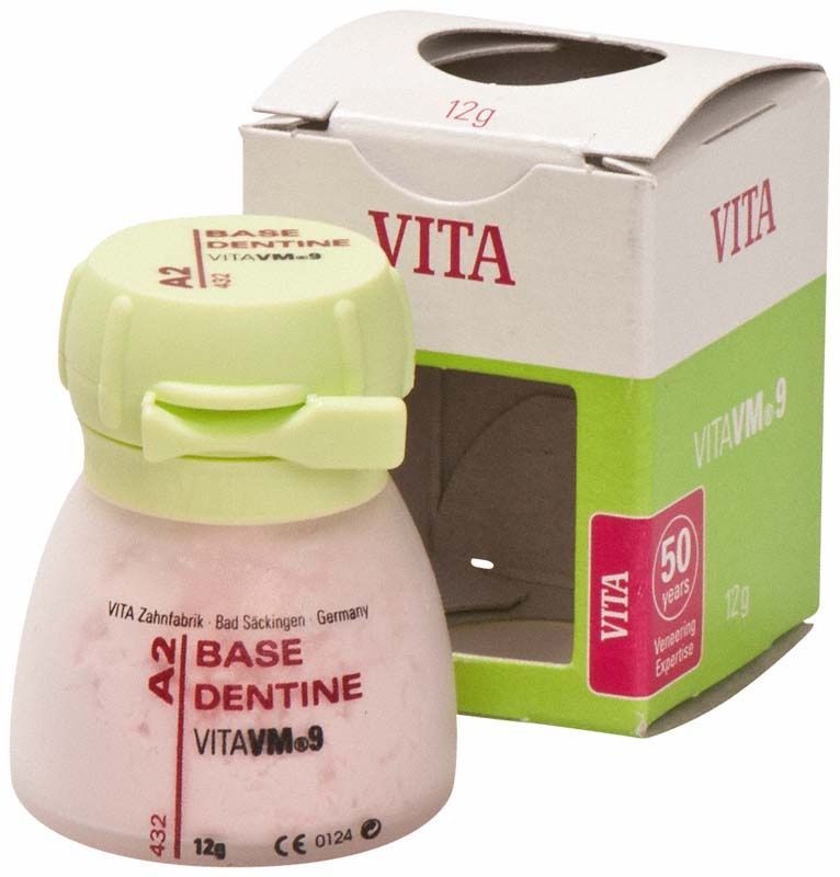 VM9 Classical Base Dentin 12g A2 mit Verpackung von VITA Zahnfabrik.