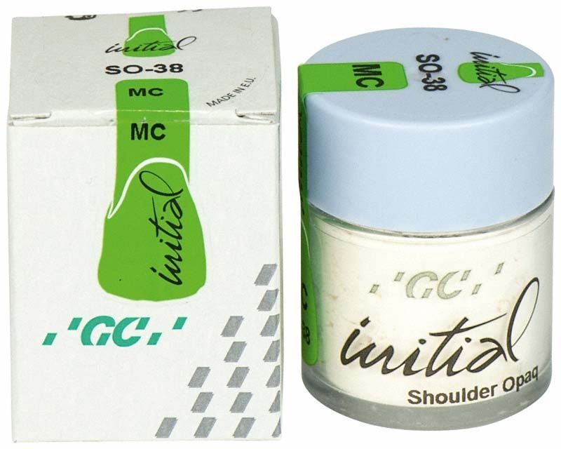 GC Initial MC Shoulder Opaque 20g Dose neben Verpackung mit Produktinformationen.
