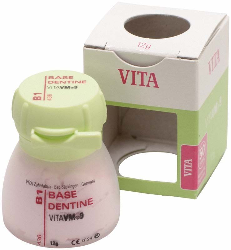 VITA VM9 Base Dentin B1, 12g, in grün-weißer Verpackung.