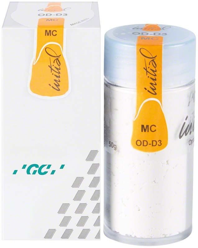 GC Initial MC Opaque Dentin 50g Behälter und Verpackung mit Aufschrift OD-D3.