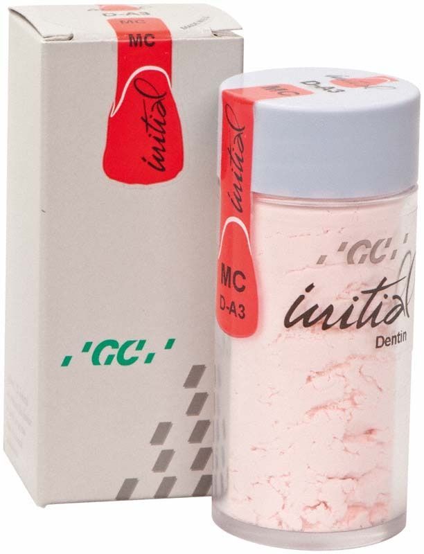 GC Initial MC Dentin 50g DA3 Verpackung mit Keramikmasse.