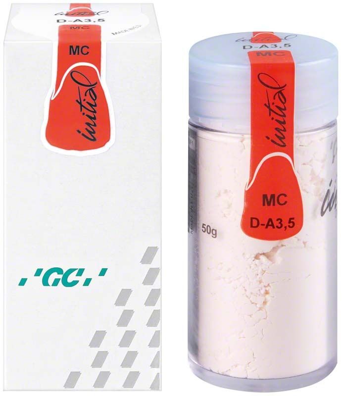 GC Initial MC Dentin 50g DA3,5 Verpackung und Produktansicht.