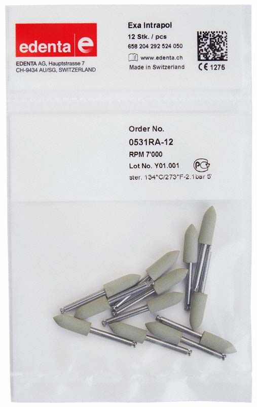 EXA Intrapol Uni Polierer 0531 weiß, 12 Stück in Verpackung.