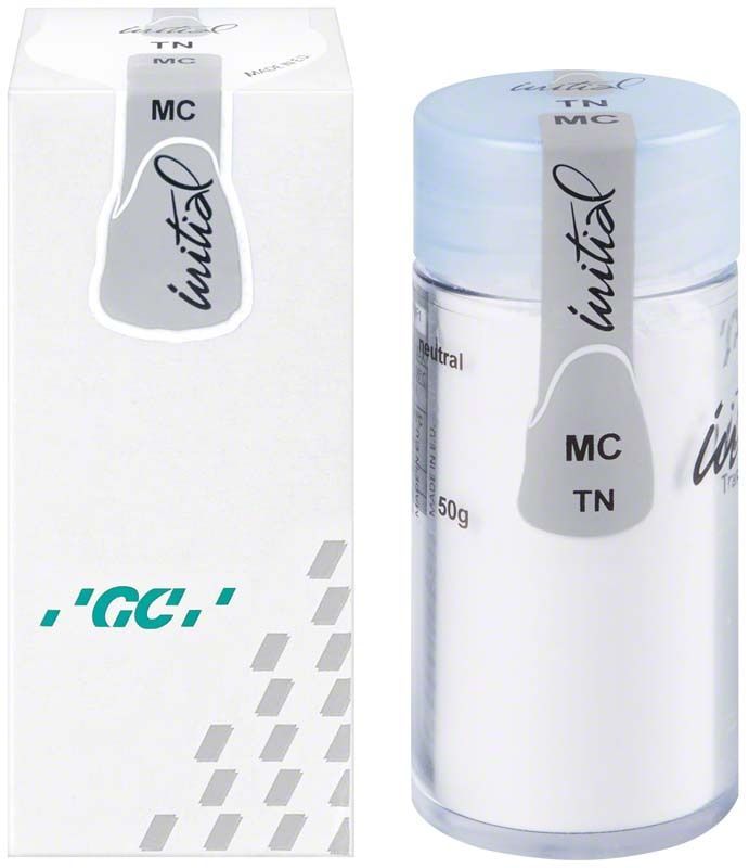GC Initial MC Translucent 50g Keramikdose mit Verpackung und Produktetikett.
