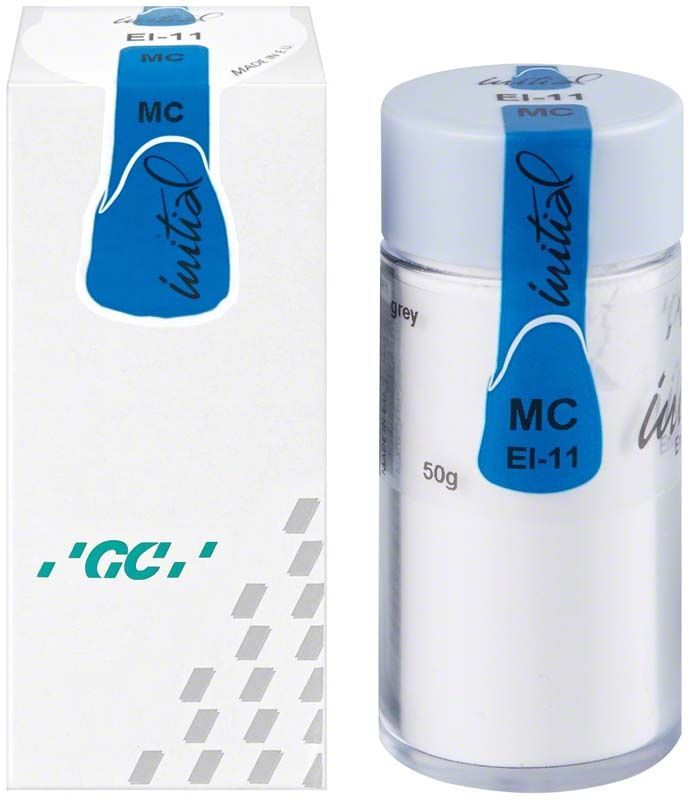GC Initial MC Enamel Intensive 50g, EI-11, mit blauer Verpackung und Behälter.