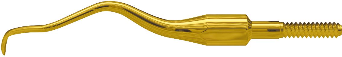 Amerikanische Eagle XP Gracey Quik-Tip Kürettenspitze in goldener Farbe.