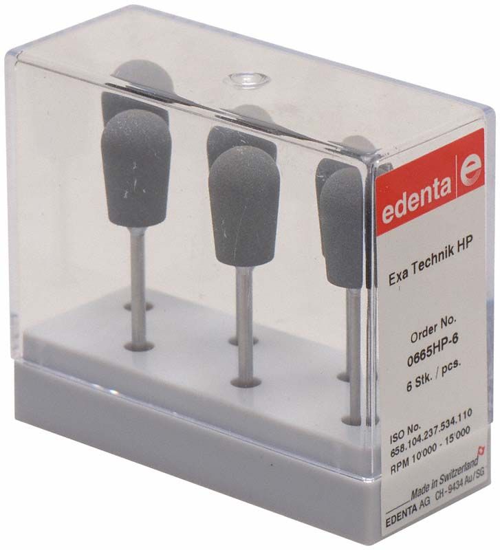 Exa Technik grau 6er Schleifkopf-Set in transparenter Verpackung.