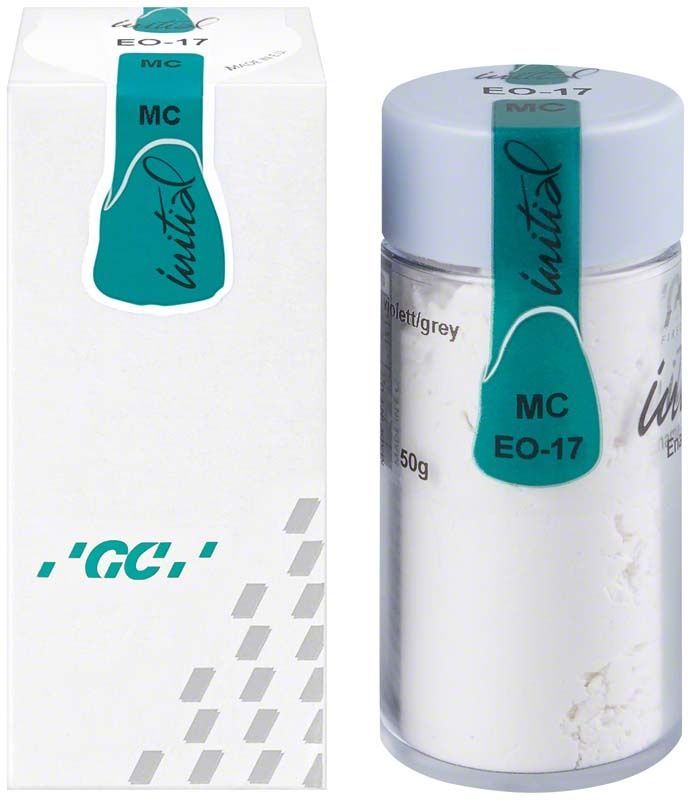 GC Initial MC Enamel Occlusal EO-17 Zahnschmelz in 50g Glasbehälter mit Verpackung.
