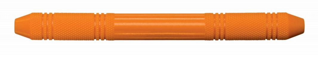 Orangefarbener, ergonomischer Handgriff aus Edelstahl und Aluminiumlegierung.