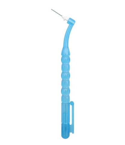 Interdentalbürstenhalter Pic-Brush® Set blau transparent mit feiner Bürste.