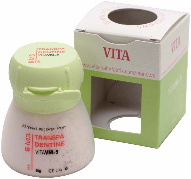 VM9 Transpa Dentin 50g 5M3 in geöffneter Verpackung.