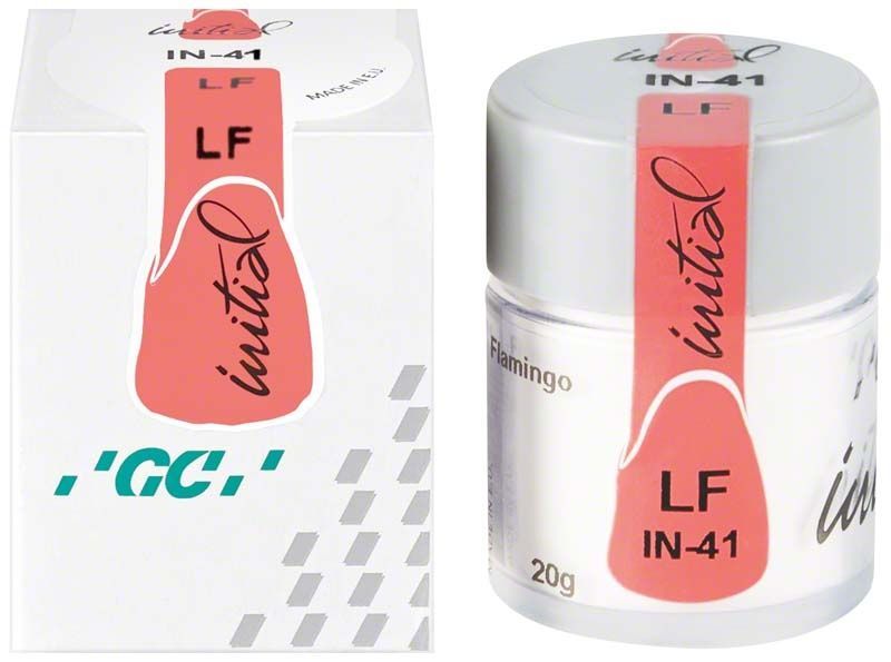 Keramikpulver GC Initial LF IN-41 Flamingo in 20g Dose mit Verpackung.