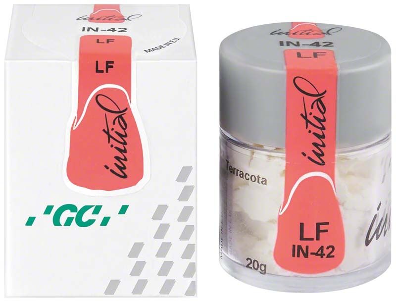 Weiße Verpackung und Behälter mit GC Initial LF INside IN-42 Terracota.