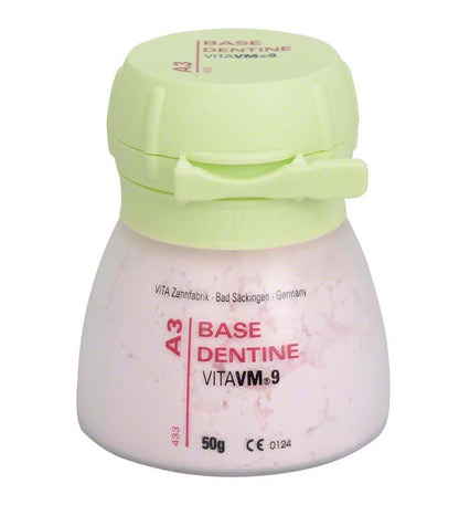 Kunststoffflasche mit VITA VM9 Base Dentin 50g A3 Aufdruck.