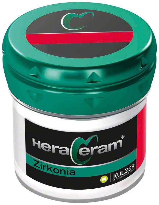 HeraCeram® Zirkonia Dentin 20g Dose mit grünem Deckel und Produktlabel.