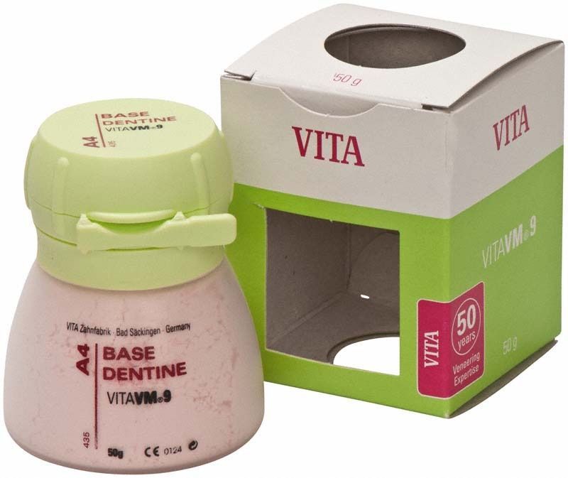 Klassische Basis-Dentin-Pulver VM9 A4, 50g, mit Verpackung.