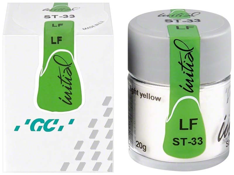 GC Initial LF Shoulder Transparent ST-33 in Glasbehälter und Verpackung.