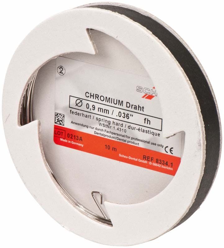 Chrom-Nickel-Stahldraht 0,9mm federhart auf Spule, 10m.