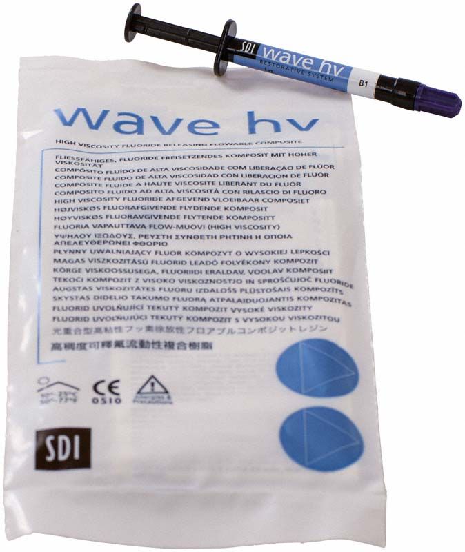 Wave HV Spritze B1 und Verpackung mit blauer Aufschrift.