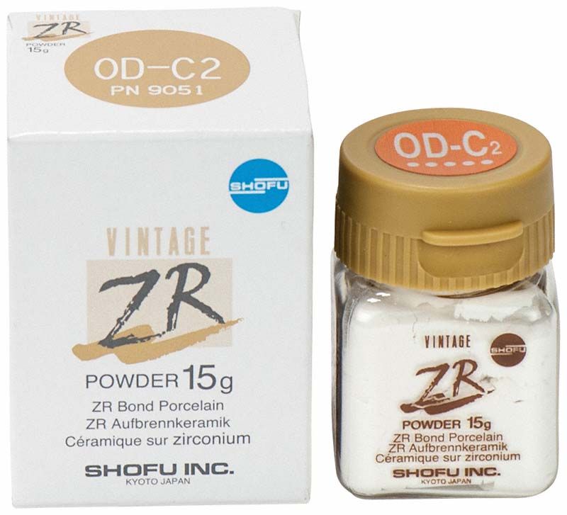 Verpackung und Glas von VINTAGE ZR Opaque Dentin OD-C2 15g.