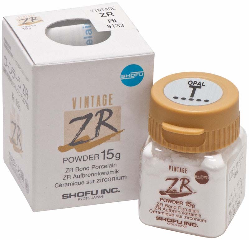 Braunglasflasche mit VINTAGE ZR Opal Effekt T 15g und Verpackung.