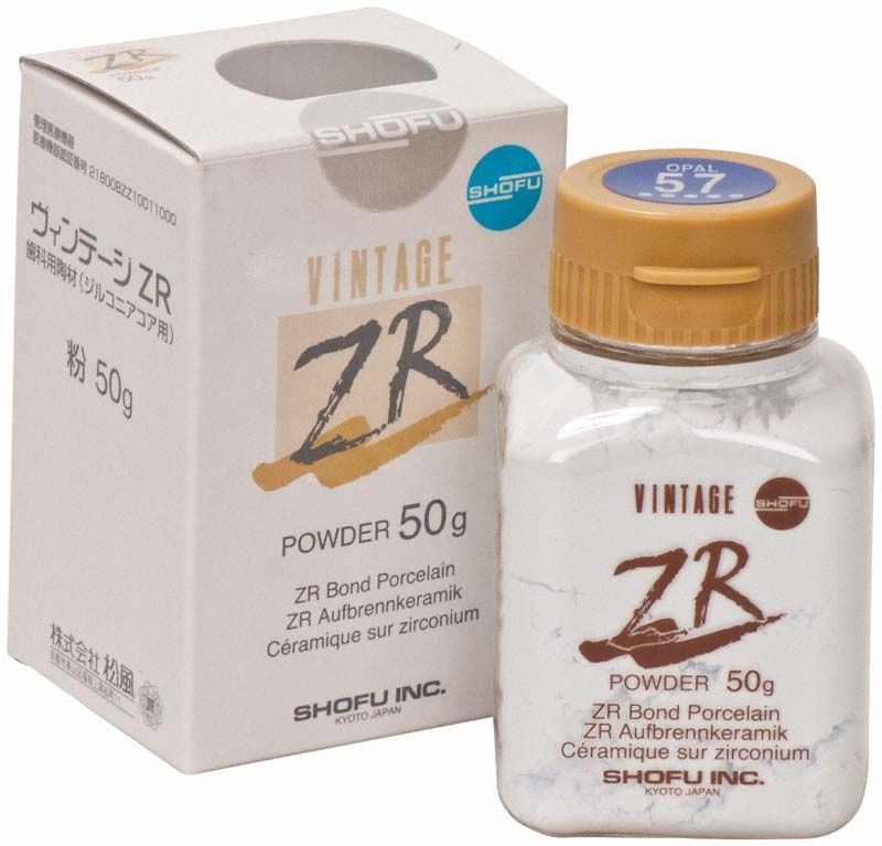 Vintage ZR Opal Schneide 50g Pulverflasche mit Verpackung im Hintergrund.