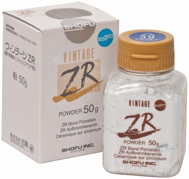 VINTAGE ZR Keramikpulver 50g mit Verpackung und Produktname sichtbar.