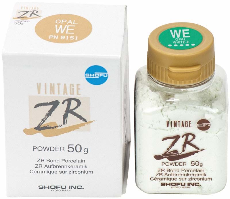 Vintage ZR Opal Effekt WE 50g Aufbrennmassenpulver in Glasflasche und Verpackung.