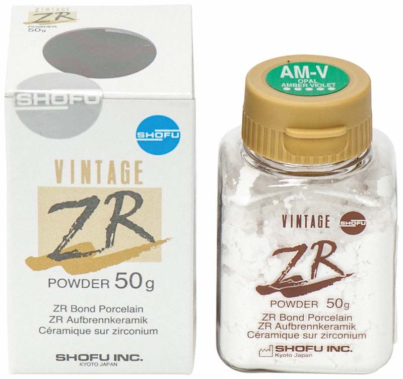 Vintage ZR Opal Effekt AM-V Pulver 50g im Glasbehälter mit Verpackung.