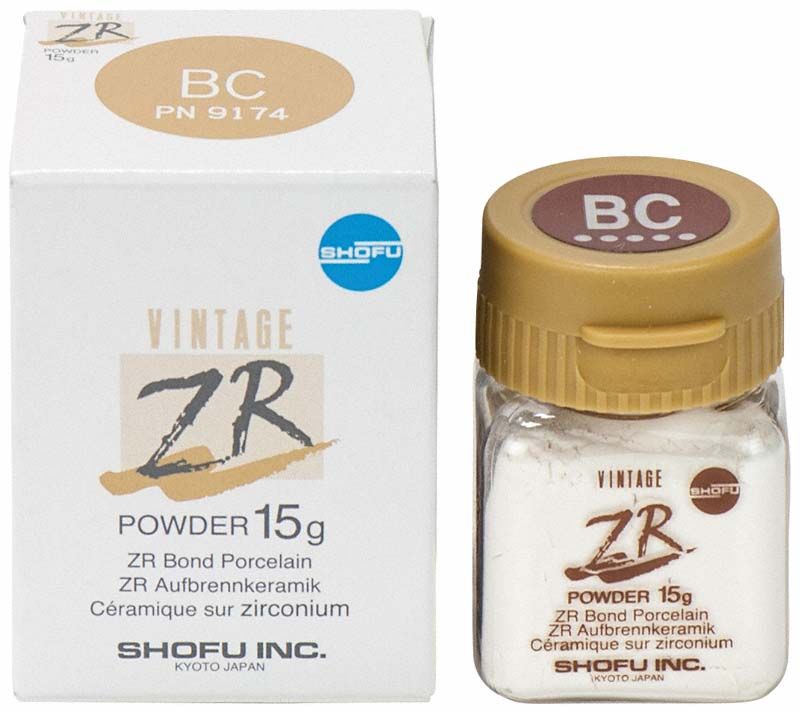Verpackung und Glasbehälter von VINTAGE ZR Cervical BC 15g Porzellanpuder.