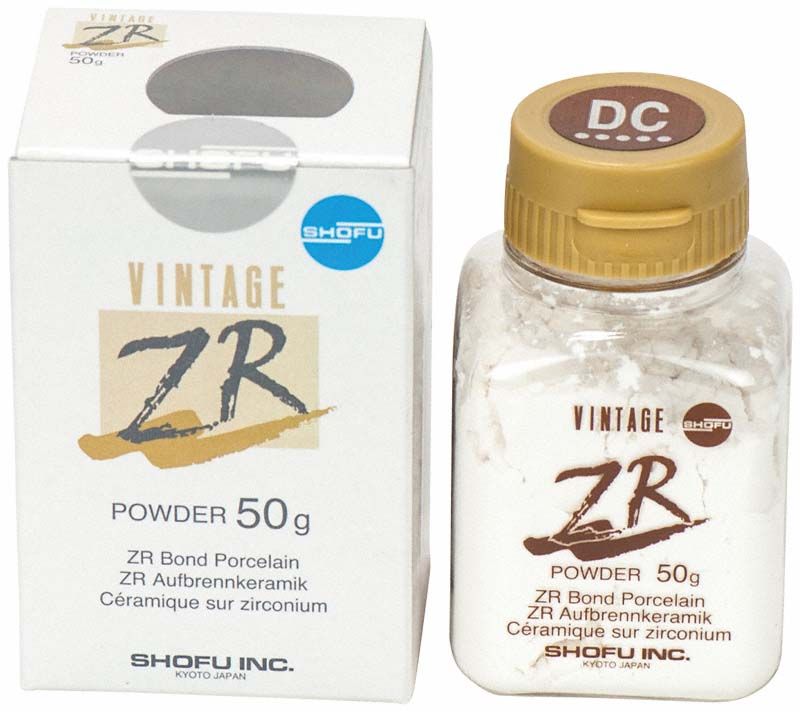 Verpackung und Flasche von VINTAGE ZR Cervical DC 50g Aufbrennkeramik.