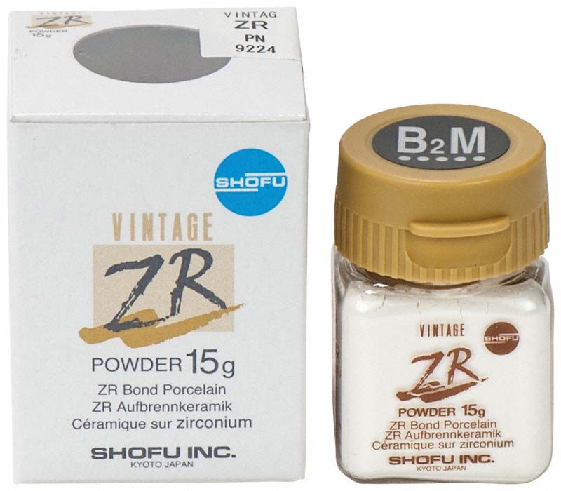 Verpackung und Glasbehälter von VINTAGE ZR Margin B2M Keramikpulver.