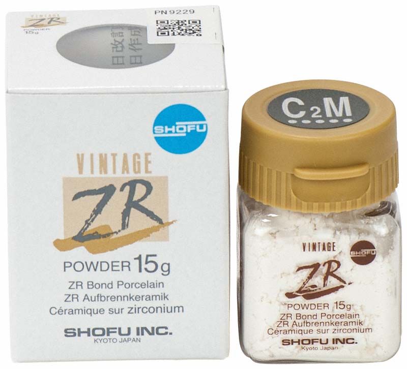 Verpackung und Glasbehälter von VINTAGE ZR Margin C2M Keramikpulver.