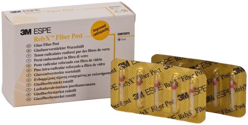 RelyX™ Fiber Post Stifte Gr. 2, glasfaserverstärkte Wurzelstifte in Blisterpackung.