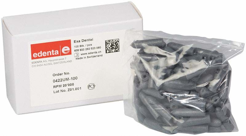 Exa Dental Polierer schwarz unmontiert 100er Torpedo in Verpackung.