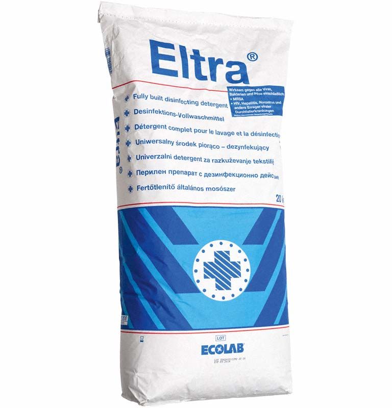 Eltra 20 kg Desinfektionswaschmittel von Ecolab in blauer Verpackung