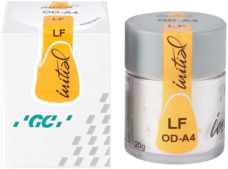 GC Initial LF Opaque Dentin OD-A4 im Glasbehälter und Kartonverpackung.