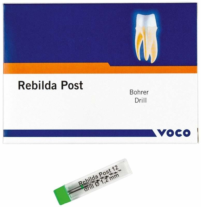 Rebilda Post Bohrer Nr. 12 in Verpackung mit Zahndarstellung.