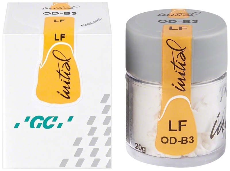GC Initial LF Opaque Dentin ODB3 in transparenter Dose und Verpackung.