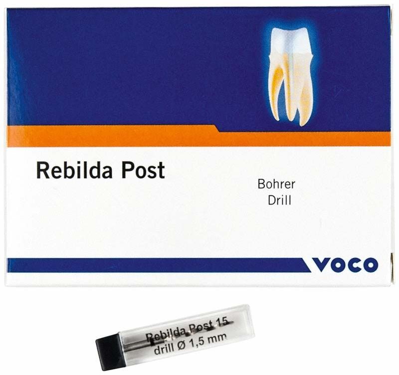 Rebilda Post Bohrer Nr. 15 in Originalverpackung mit Zahnabbildung.