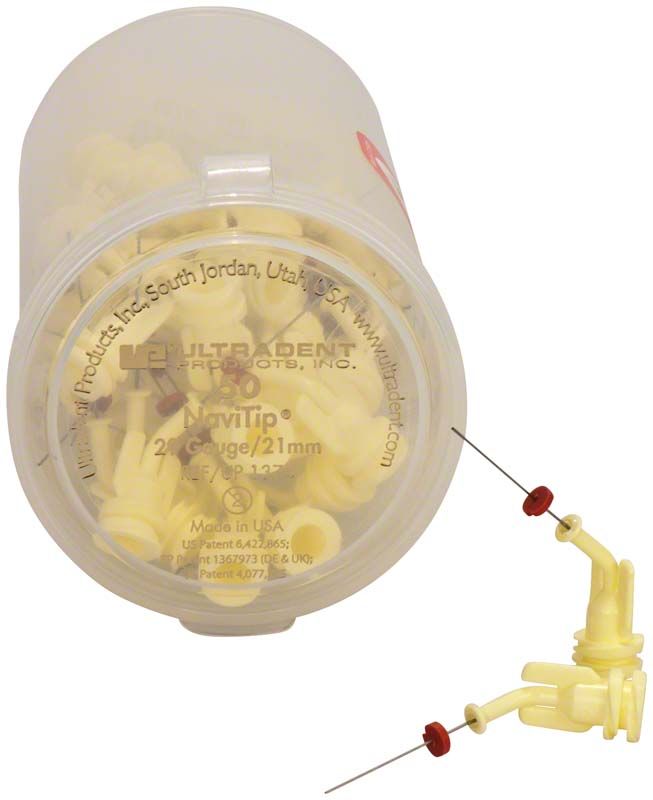 Navi Tips™ 29ga 21mm hellgelb in Kunststoffbehälter, Dental-Applikatoren.