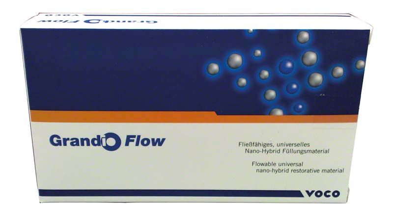 Grandio Flow Caps A1 Verpackung mit Produktinformationen und VOCO-Logo.